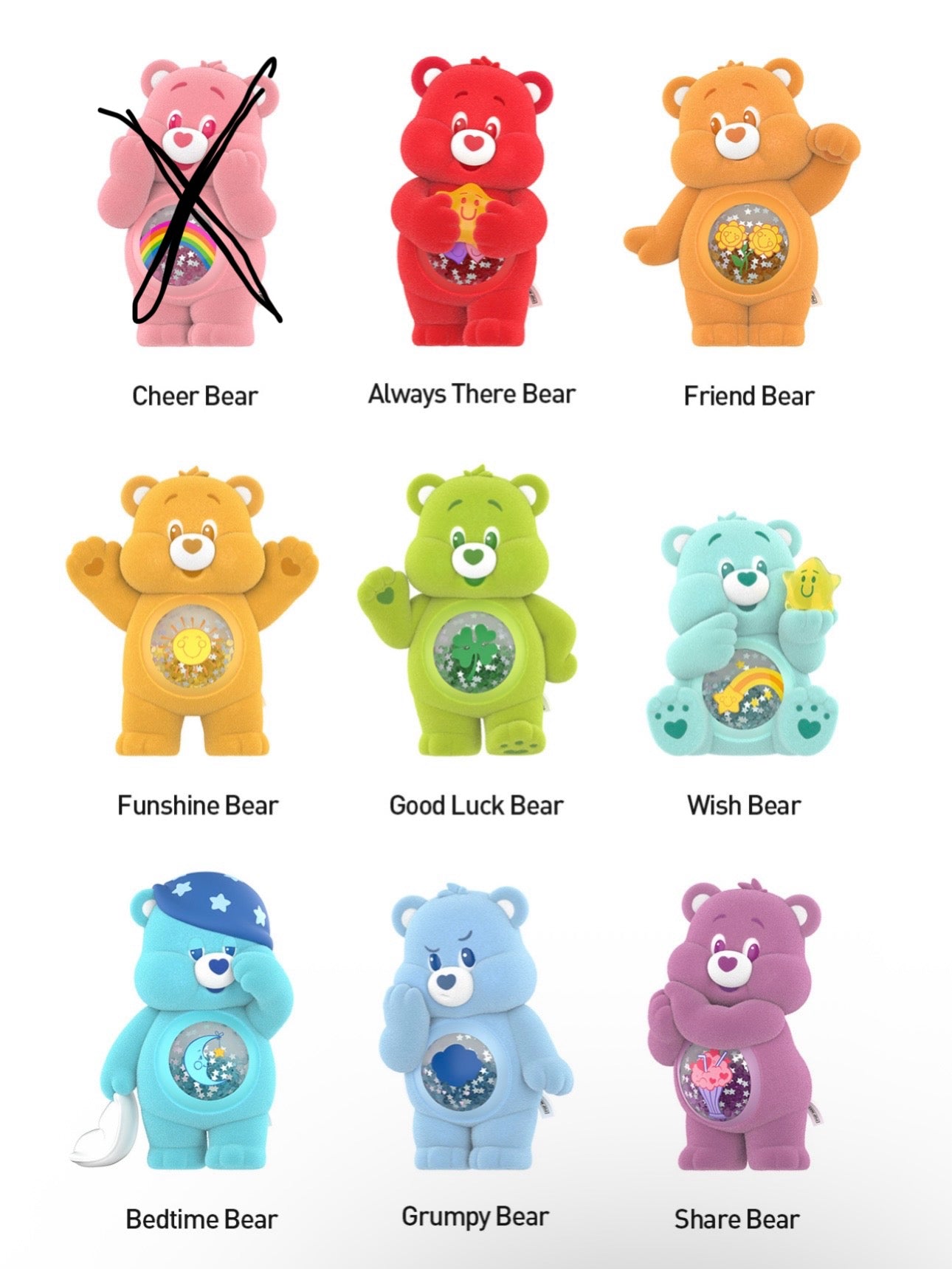Authentic Care Bears colorful hug series figure custom Keychain